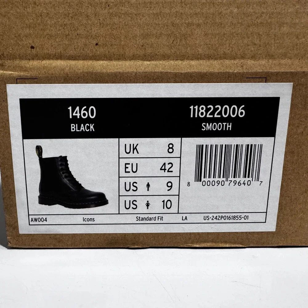 Dr. Martens 1460 Boot Unisex Men 9 Women 10 Black Smooth N€W Leather $180